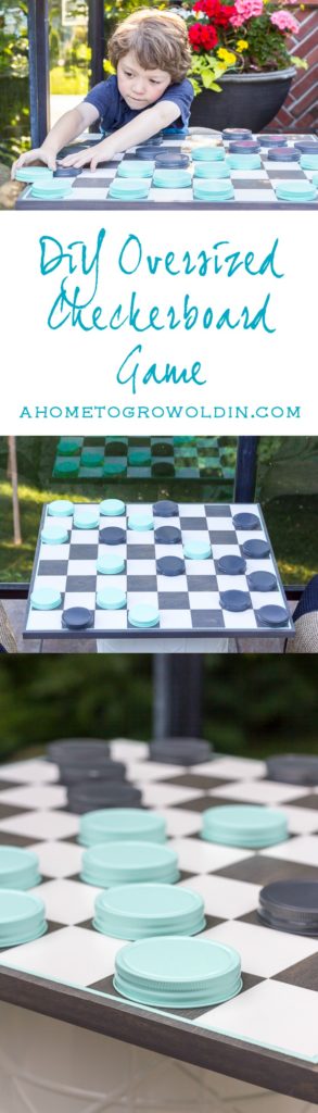 Easy instructions for an oversized mason jar checkerboard game that is perfect for some outdoor fun and entertainment this summer! Both kids and adults will love it! Save it for later so you don't forget it!