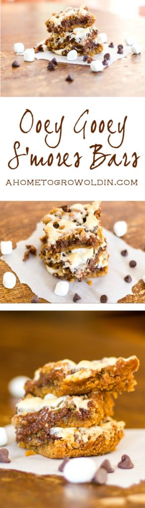 Oh my gosh! These are so amazing! This recipe has all the flavors of s'mores, but it's in an easy to serve cookie bar. Try it the next time you need an amazing dessert to bring to a party. Save it for later!