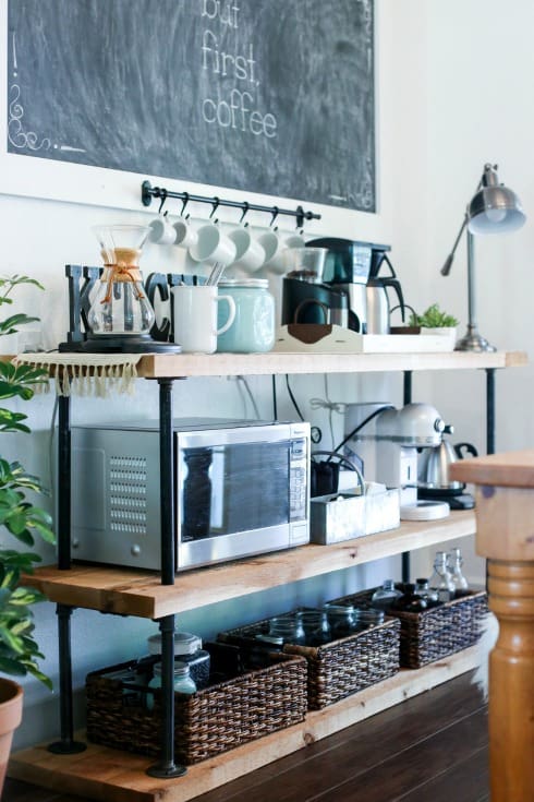 Check out these 10 amazing coffee and hot drink stations that will help inspire you to create your own. These are the best DIY ideas so that you can add one to your kitchen. Don't forget to pin it for later!