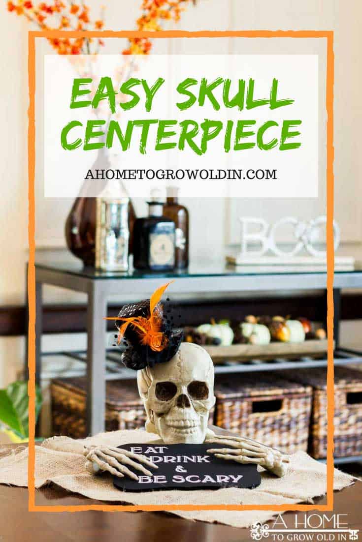 This easy DIY Halloween party decoration will be the perfect centerpiece for your table at your next indoor scary gathering. You won't believe how simple it is to make! #halloween #halloweendecor #diy #homedecor #halloweendecorations #decorations #ahometogrowoldin