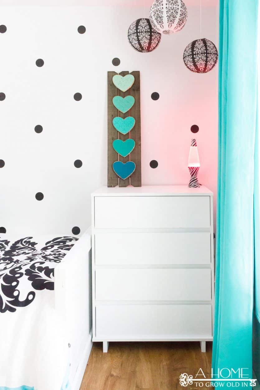 A gorgeous black, white, and teal girl's bedroom reveal with lots of zebra print and polka dots! This is any girl's dream room!