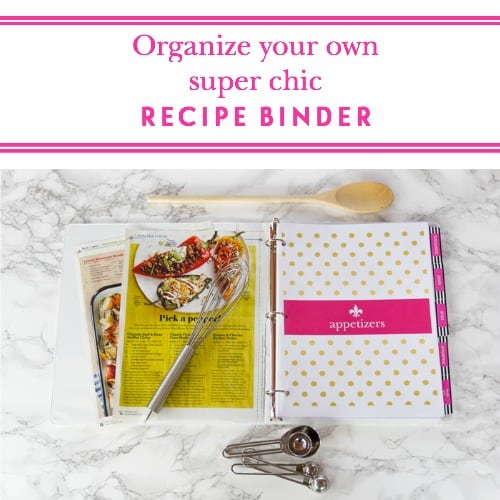 Check out these free recipe binder printables! These Kate Spade inspired printables can be customized with your name and will help keep all your recipes organized in one place. They're a great help when it comes to weekly menu planning!