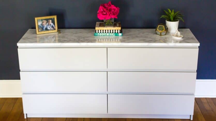 How To Makeover Your Ikea Malm Dresser With A Marble Top A Home