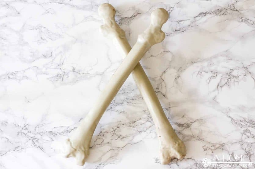 bones used to make a Halloween centerpiece