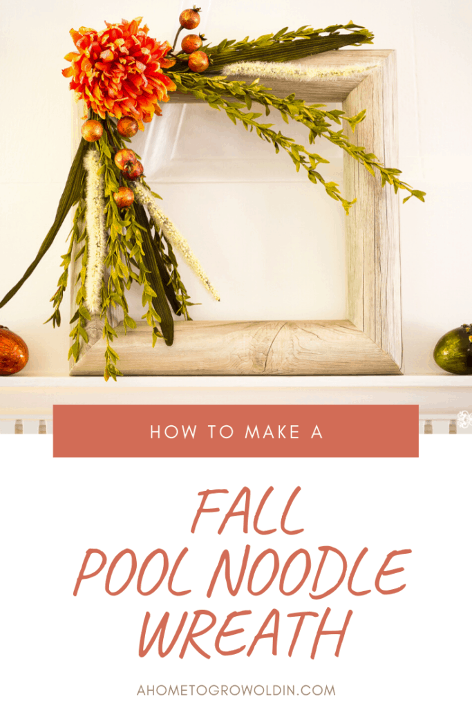 graphic on how to make a fall pool noodle wreath