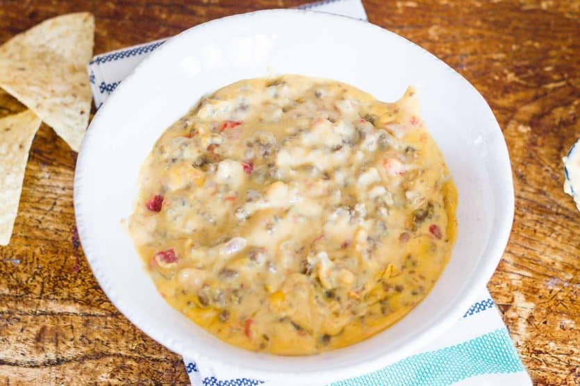 photo of slow cooker cheese dip in a bowl