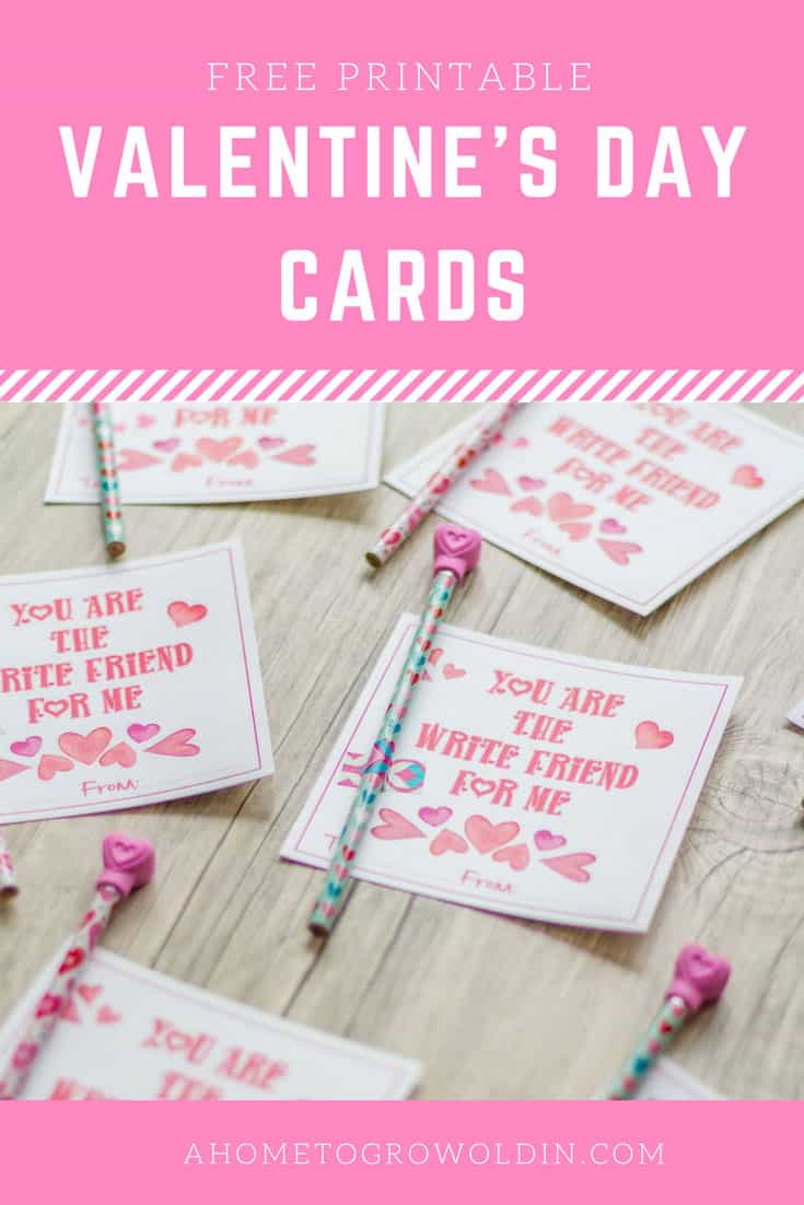 These adorable free printable heart Valentine cards are the perfect non-candy alternative! Pair the cards with some cute pencils, and you have an awesome Valentine card for your kids to give out at school!