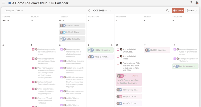 screenshot of CoSchedule's calendar used as an editorial calendar for a blog
