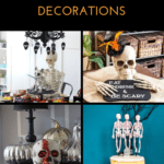 collage of Halloween skeleton decorations