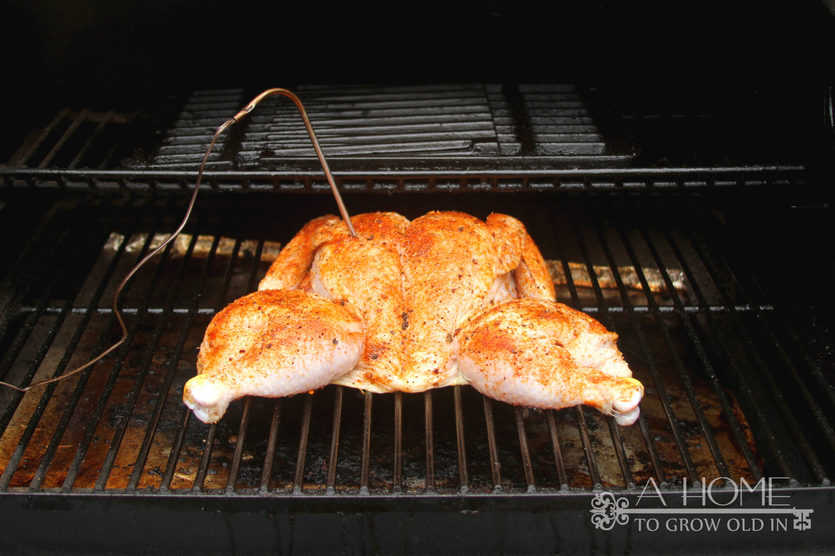 easy roasted chicken cooking on grill