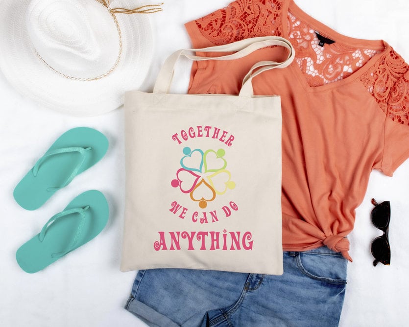 together we can do anything svg design on a canvas tote bag